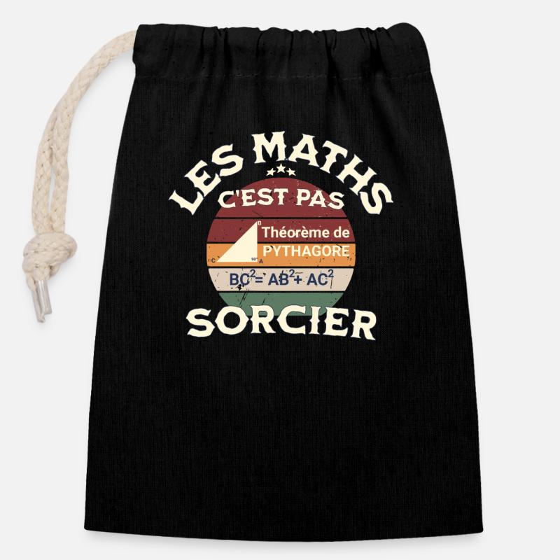 Les maths c est pas sorcier Copy - Sac cadeau en coton avec cordon (14 x 20 cm) - noir
