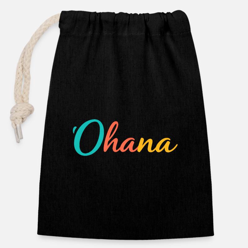 'Ohana Hawaii Shirt - Verschließbarer Geschenkbeutel aus Baumwolle (14x20cm) - Schwarz