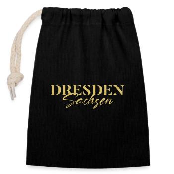 Dresden Saxony: Golden Elegance & Pride - Closable cotton gift bag (14x20cm) - black - Front