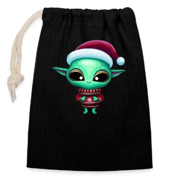 Extraterrestres de Noël avec chapeau de Père Noël - Sac cadeau en coton avec cordon (14 x 20 cm) - noir - Devant