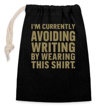 Writing Avoidance: The Confession - Closable cotton gift bag (14x20cm) - black - Front