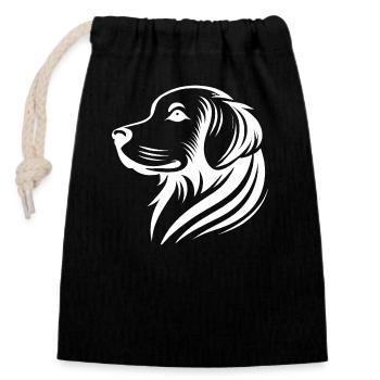 Golden Retriever Kopf Silhouette minimalistisches - Verschließbarer Geschenkbeutel aus Baumwolle (14x20cm) - Schwarz - Vorne