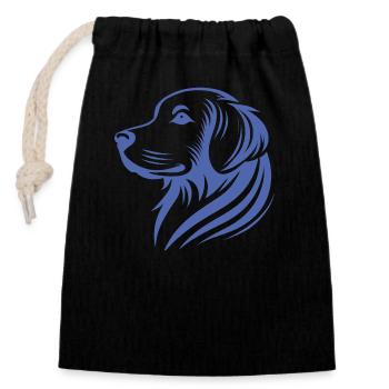 Golden Retriever Kopf Silhouette minimalistisches - Verschließbarer Geschenkbeutel aus Baumwolle (14x20cm) - Schwarz - Vorne