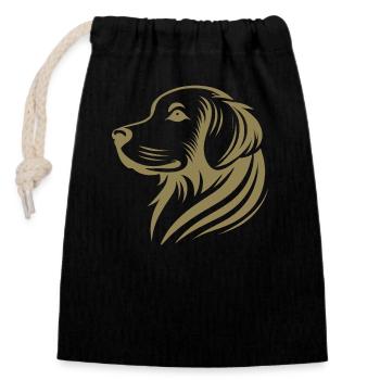 Golden Retriever Kopf Silhouette minimalistisches - Verschließbarer Geschenkbeutel aus Baumwolle (14x20cm) - Schwarz - Vorne