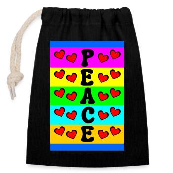 Peace And Love - Closable cotton gift bag (14x20cm) - black - Front