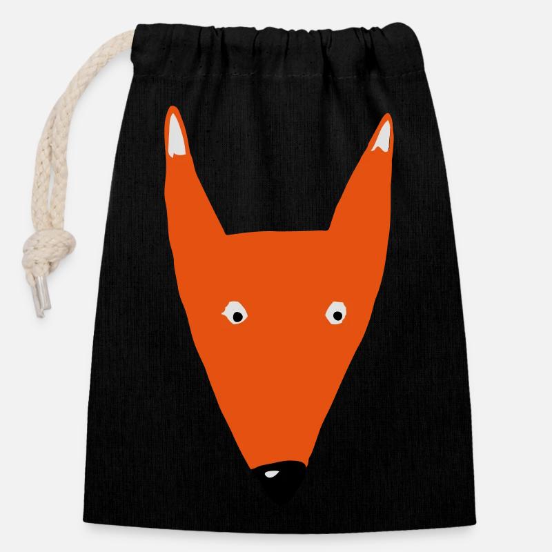 Fox head mam - Closable cotton gift bag (14x20cm) - black