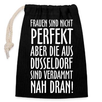 Frauen aus Düsseldorf (Weiß) - Verschließbarer Geschenkbeutel aus Baumwolle (14x20cm) - Schwarz - Vorne