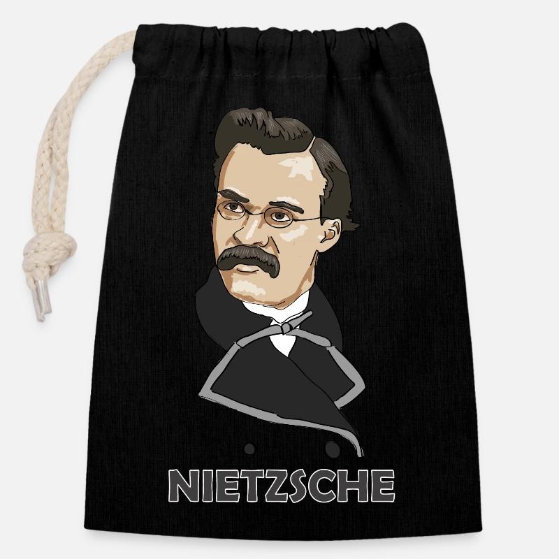 Nietzsche - Sac cadeau en coton avec cordon (14 x 20 cm) - noir