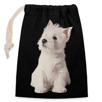 Westhighland White Terrier - Westie - Verschließbarer Geschenkbeutel aus Baumwolle (14x20cm) - Schwarz - Vorne