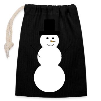Schneemann - Verschließbarer Geschenkbeutel aus Baumwolle (14x20cm) - Schwarz - Vorne