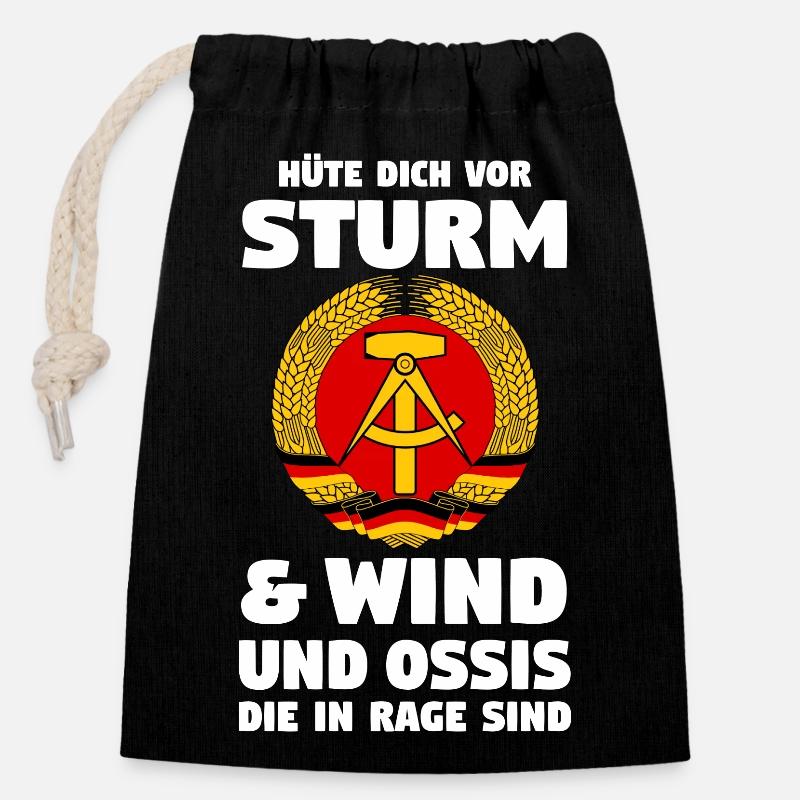 Ostdeutschland Ossi Deutschland DDR - Verschließbarer Geschenkbeutel aus Baumwolle (14x20cm) - Schwarz