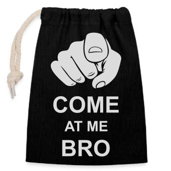 come at me bro - Closable cotton gift bag (14x20cm) - black - Front