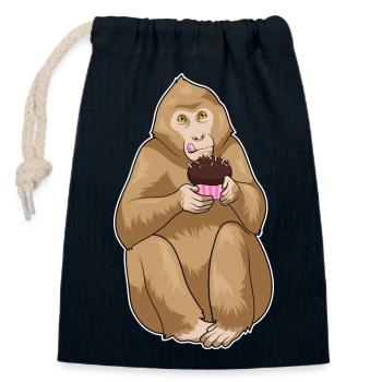 Muffin de singe - Sac cadeau en coton avec cordon (14 x 20 cm) - bleu marine - Devant