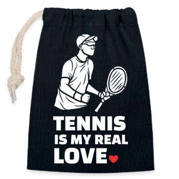 I love tennis - Closable cotton gift bag (14x20cm) - navy - Front