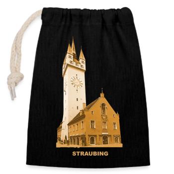 Straubing Town Hall Lower Bavaria East Bavaria - Closable cotton gift bag (14x20cm) - black - Front