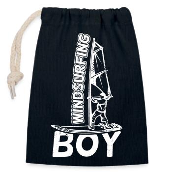 Funny windsurfer boy - Closable cotton gift bag (14x20cm) - navy - Front