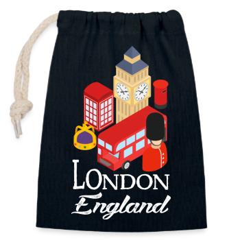 London, England - Closable cotton gift bag (14x20cm) - navy - Front