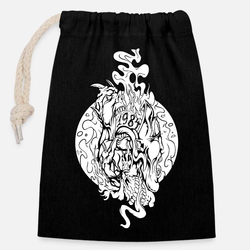 1984 - Sac cadeau en coton avec cordon (14 x 20 cm) - noir