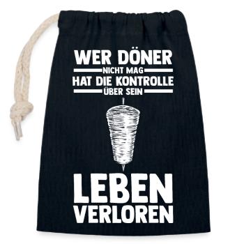 Dönerspieß Kebab Döner - Verschließbarer Geschenkbeutel aus Baumwolle (14x20cm) - Navy - Vorne