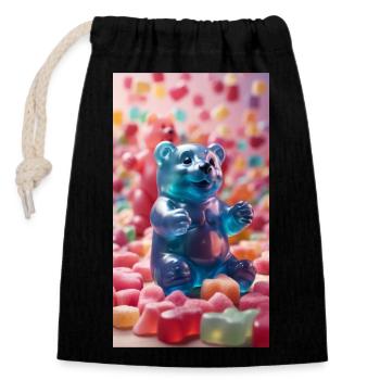 Giant pastel gummy bears - Closable cotton gift bag (14x20cm) - black - Front