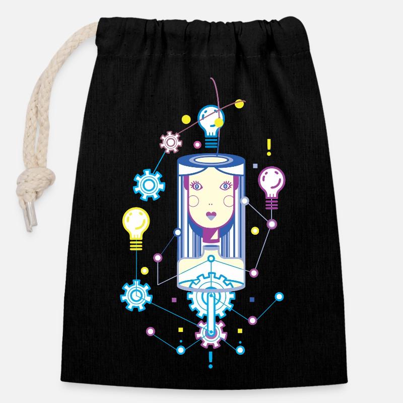 IT-SHIRT BULB - Closable cotton gift bag (14x20cm) - black