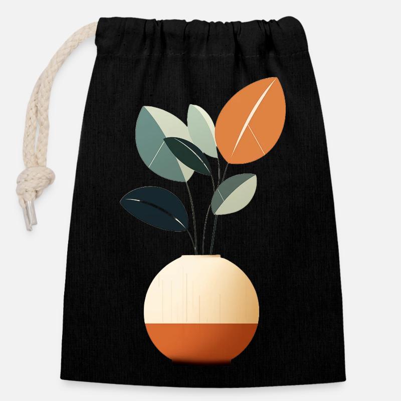 Minimalist Flowers - Closable cotton gift bag (14x20cm) - black