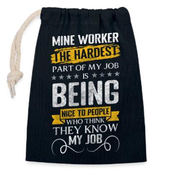 Mining Worker Buddy - Closable cotton gift bag (14x20cm) - navy - Front