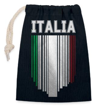 Drapeau de l’Italie, fierté italienne - Sac cadeau en coton avec cordon (14 x 20 cm) - bleu marine - Devant