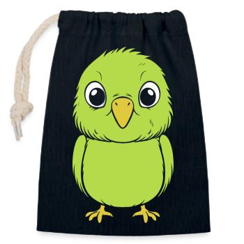 Cute little parakeet - Closable cotton gift bag (14x20cm) - navy - Front