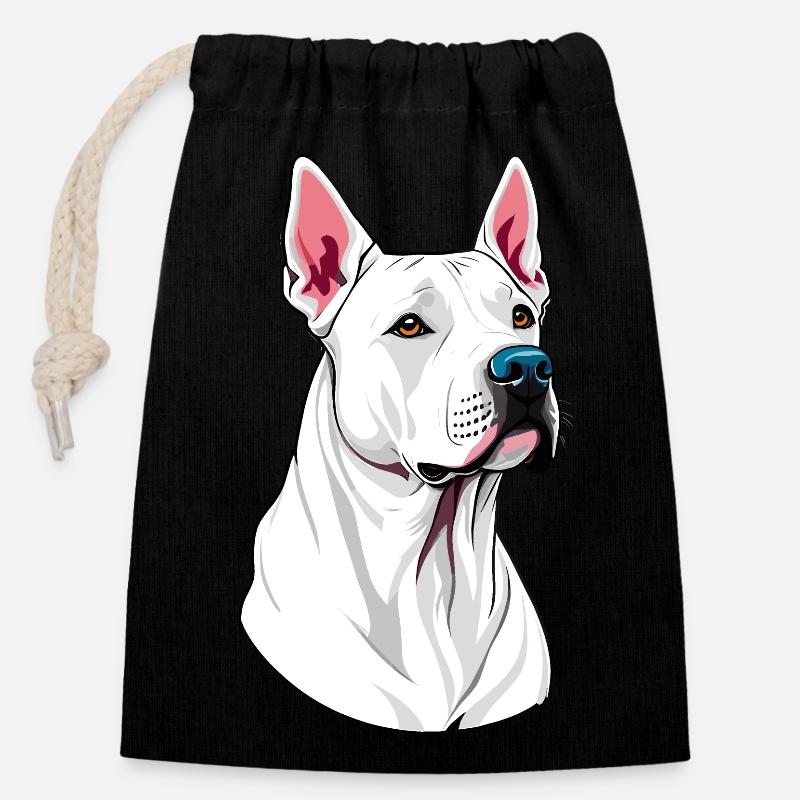 Dogue Argentin - Sac cadeau en coton avec cordon (14 x 20 cm) - noir