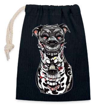 Gloomy Dog Illustration Print - Closable cotton gift bag (14x20cm) - navy - Front