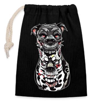 Gloomy Dog Illustration Print - Closable cotton gift bag (14x20cm) - black - Front