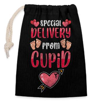 Baby Birth Parents Belly - Closable cotton gift bag (14x20cm) - black - Front