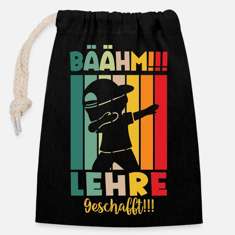 Lehre Geschafft Abschiedsgeschenk 2024 - Verschließbarer Geschenkbeutel aus Baumwolle (14x20cm) - Schwarz