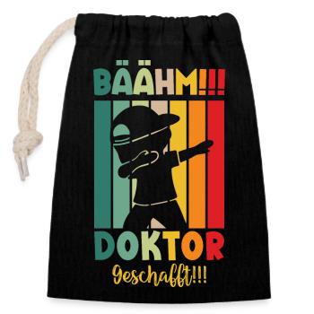 Doktor Geschafft 2024 - Verschließbarer Geschenkbeutel aus Baumwolle (14x20cm) - Schwarz - Vorne