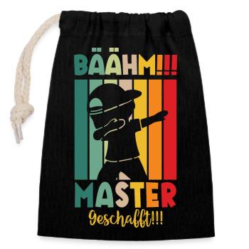 Master Masterabsolvent Masterabschluss Geschenk - Verschließbarer Geschenkbeutel aus Baumwolle (14x20cm) - Schwarz - Vorne