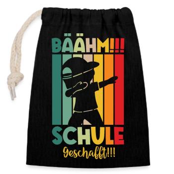 Schule Geschafft Schulabsolvent Schulabgänger 2024 - Verschließbarer Geschenkbeutel aus Baumwolle (14x20cm) - Schwarz - Vorne