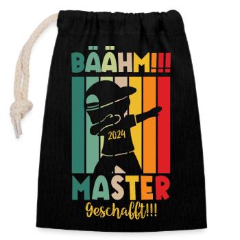 Master Masterabsolvent Masterabschluss Geschenk - Verschließbarer Geschenkbeutel aus Baumwolle (14x20cm) - Schwarz - Vorne