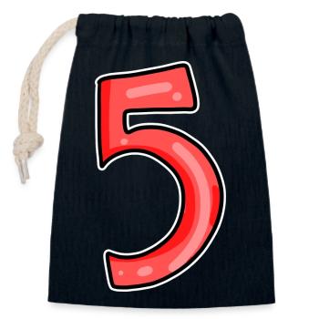 5 red - Closable cotton gift bag (14x20cm) - navy - Front