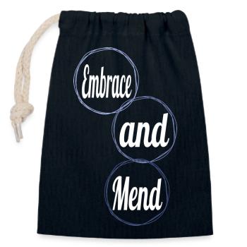 Recevoir du soutien Citations de guérison Parcours de guérison - Sac cadeau en coton avec cordon (14 x 20 cm) - bleu marine - Devant