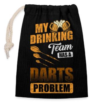 Darts player Bullseye - Closable cotton gift bag (14x20cm) - black - Front