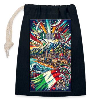 Sizilien Italien Reisen Design - Verschließbarer Geschenkbeutel aus Baumwolle (14x20cm) - Navy - Vorne