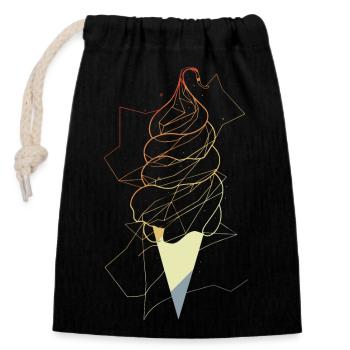 Croquis de cône de crème glacée vintage - Sac cadeau en coton avec cordon (14 x 20 cm) - noir - Devant