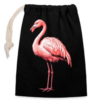 Pink Flamingo - Closable cotton gift bag (14x20cm) - black - Front
