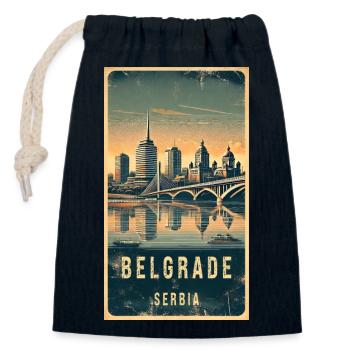 Belgrad Serbien Vintage Design - Verschließbarer Geschenkbeutel aus Baumwolle (14x20cm) - Navy - Vorne