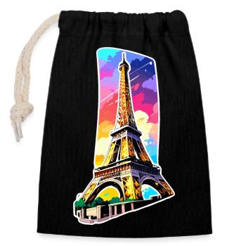 Eiffel tower #6 - Closable cotton gift bag (14x20cm) - black - Front