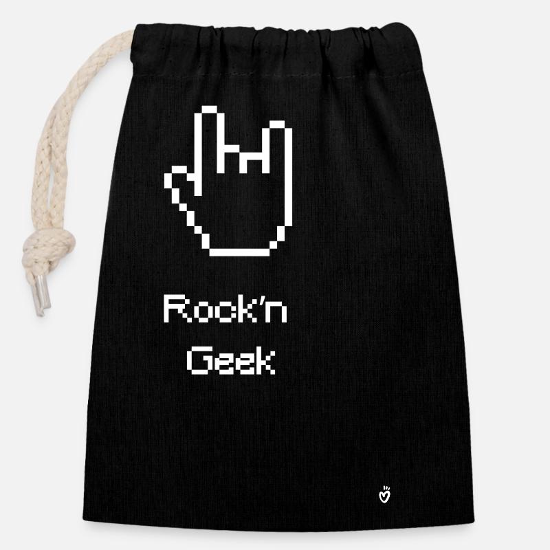T-shirt Rock n geek - Sac cadeau en coton avec cordon (14 x 20 cm) - noir