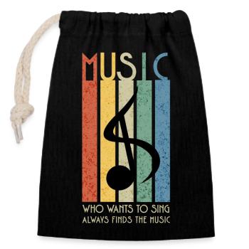 Musik - Gesang - Verschließbarer Geschenkbeutel aus Baumwolle (14x20cm) - Schwarz - Vorne