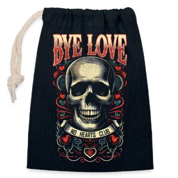 Retro Skull & Hearts - Bye Love, No Hearts Club - Sac cadeau en coton avec cordon (14 x 20 cm) - bleu marine - Devant