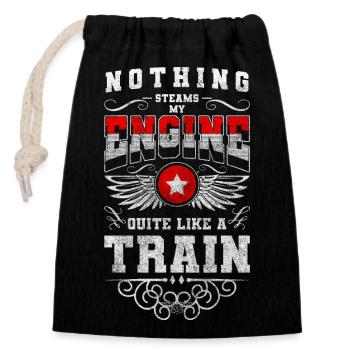 Model Railway Engine Driver Miniature Track - Closable cotton gift bag (14x20cm) - black - Front